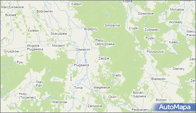 mapa Załozie, Załozie na mapie Targeo