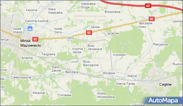 mapa Anielew gmina Mińsk Mazowiecki, Anielew gmina Mińsk Mazowiecki na mapie Targeo