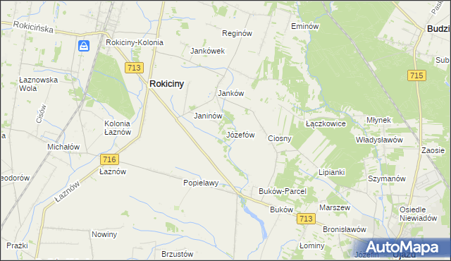 mapa Józefów gmina Ujazd, Józefów gmina Ujazd na mapie Targeo