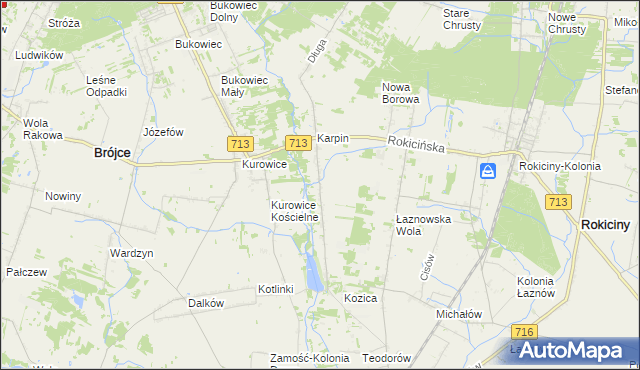 mapa Kotliny gmina Brójce, Kotliny gmina Brójce na mapie Targeo
