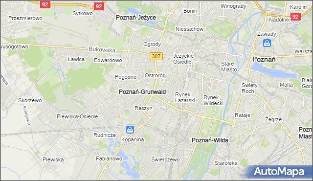 mapa Łazarz gmina Poznań, Łazarz gmina Poznań na mapie Targeo