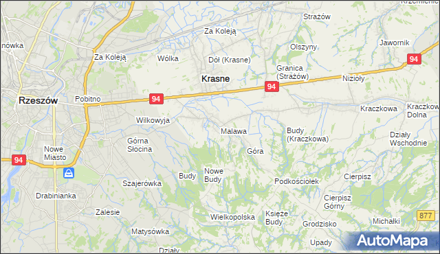 mapa Malawa gmina Krasne, Malawa gmina Krasne na mapie Targeo