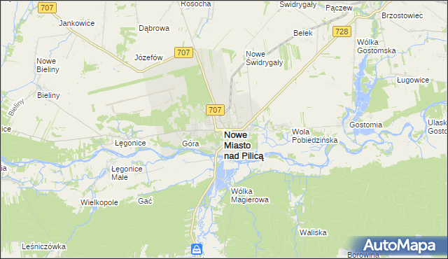 mapa Nowe Miasto nad Pilicą, Nowe Miasto nad Pilicą na mapie Targeo