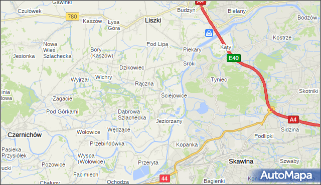 mapa Ściejowice, Ściejowice na mapie Targeo