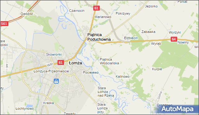 mapa Piątnica Włościańska, Piątnica Włościańska na mapie Targeo