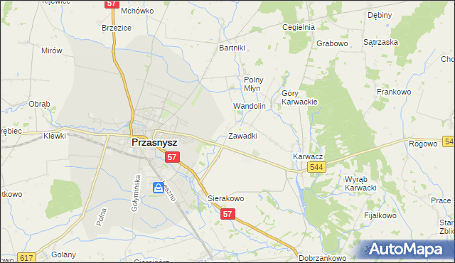 mapa Zawadki gmina Przasnysz, Zawadki gmina Przasnysz na mapie Targeo