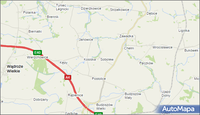 mapa Sobolew gmina Wądroże Wielkie, Sobolew gmina Wądroże Wielkie na mapie Targeo