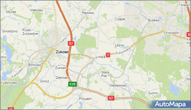 mapa Lniska, Lniska na mapie Targeo