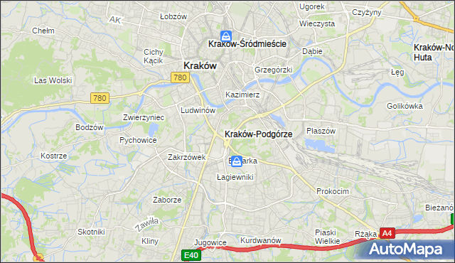 mapa Podgórze gmina Kraków, Podgórze gmina Kraków na mapie Targeo