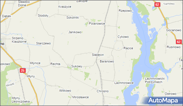 mapa Słabęcin, Słabęcin na mapie Targeo