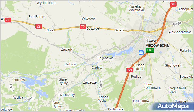 mapa Boguszyce gmina Rawa Mazowiecka, Boguszyce gmina Rawa Mazowiecka na mapie Targeo