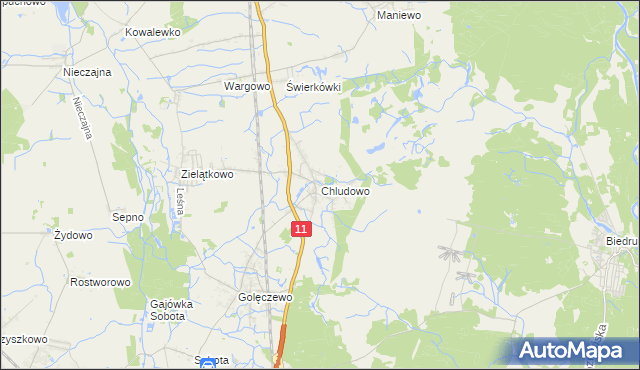 mapa Chludowo, Chludowo na mapie Targeo