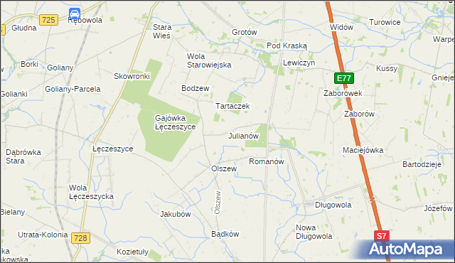 mapa Julianów gmina Belsk Duży, Julianów gmina Belsk Duży na mapie Targeo
