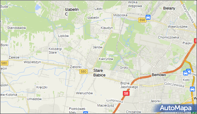 mapa Kwirynów gmina Stare Babice, Kwirynów gmina Stare Babice na mapie Targeo