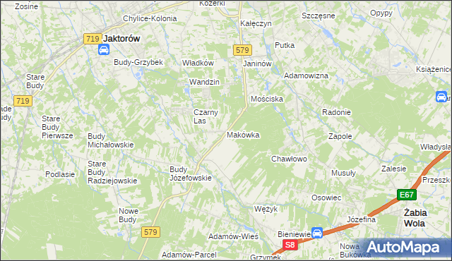 mapa Makówka gmina Grodzisk Mazowiecki, Makówka gmina Grodzisk Mazowiecki na mapie Targeo