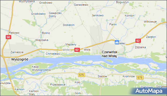 mapa Wola gmina Czerwińsk nad Wisłą, Wola gmina Czerwińsk nad Wisłą na mapie Targeo