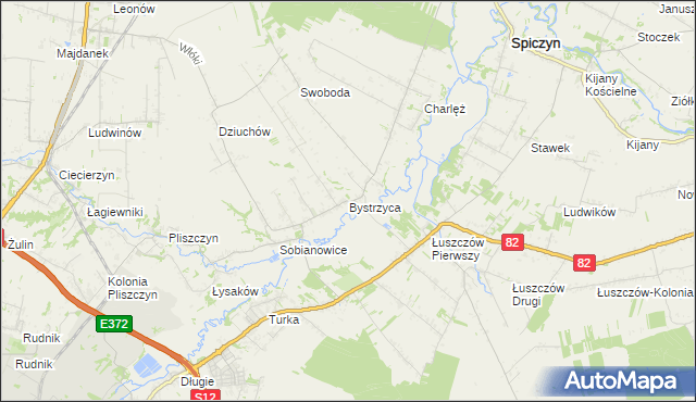 mapa Bystrzyca gmina Wólka, Bystrzyca gmina Wólka na mapie Targeo