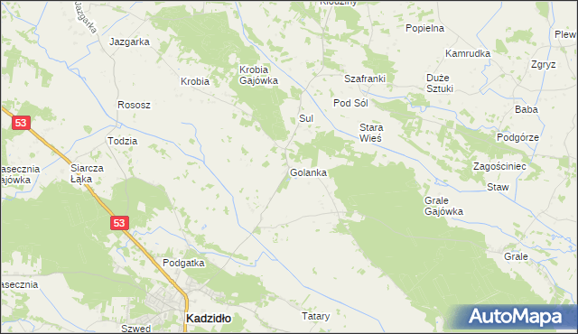 mapa Golanka gmina Kadzidło, Golanka gmina Kadzidło na mapie Targeo