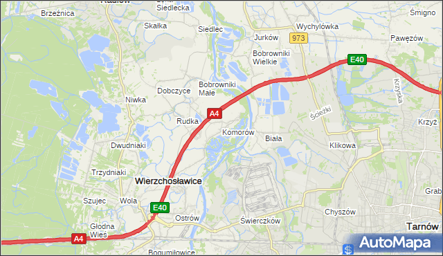 mapa Komorów gmina Wierzchosławice, Komorów gmina Wierzchosławice na mapie Targeo