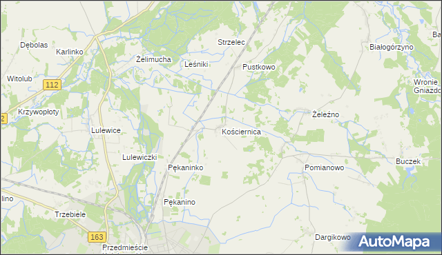 mapa Kościernica gmina Białogard, Kościernica gmina Białogard na mapie Targeo