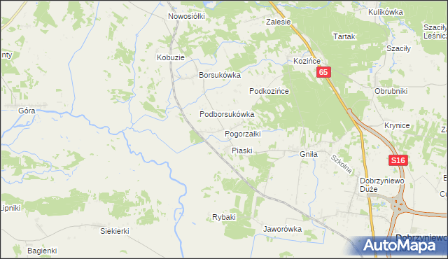 mapa Pogorzałki gmina Dobrzyniewo Duże, Pogorzałki gmina Dobrzyniewo Duże na mapie Targeo