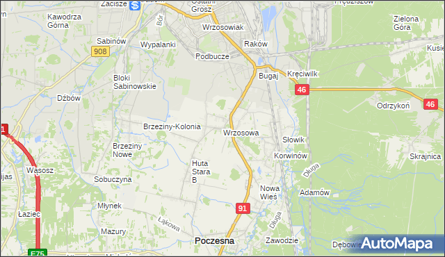 mapa Wrzosowa, Wrzosowa na mapie Targeo