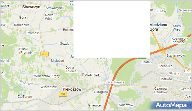 mapa Brynica gmina Piekoszów, Brynica gmina Piekoszów na mapie Targeo