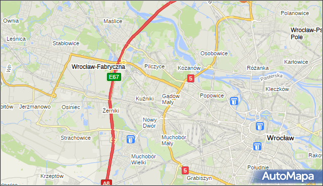 mapa Gądów Mały, Gądów Mały na mapie Targeo