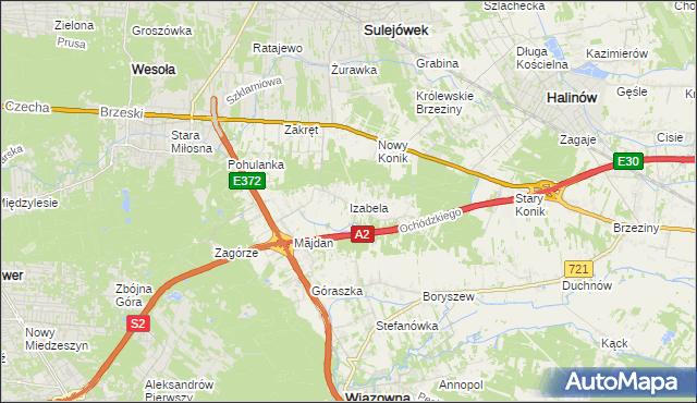 mapa Izabela gmina Wiązowna, Izabela gmina Wiązowna na mapie Targeo