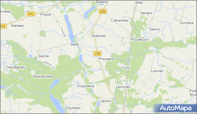 mapa Przysieka gmina Wągrowiec, Przysieka gmina Wągrowiec na mapie Targeo