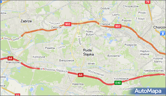 mapa Rudy Śląskiej, Ruda Śląska na mapie Targeo