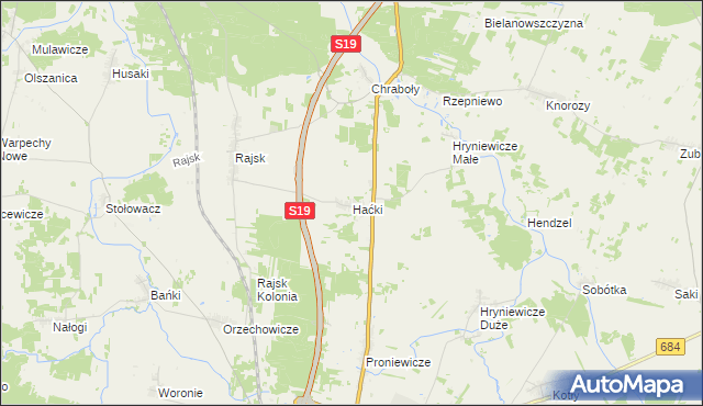 mapa Haćki, Haćki na mapie Targeo