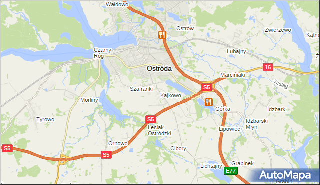 mapa Kajkowo, Kajkowo na mapie Targeo