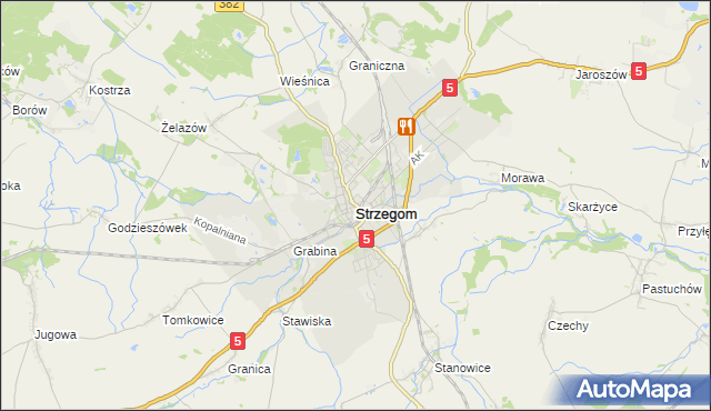 mapa Strzegom powiat świdnicki, Strzegom powiat świdnicki na mapie Targeo