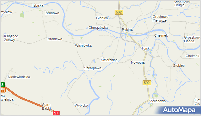 mapa Świerznica gmina Stegna, Świerznica gmina Stegna na mapie Targeo
