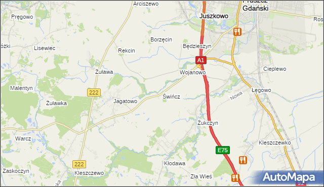 mapa Świńcz, Świńcz na mapie Targeo