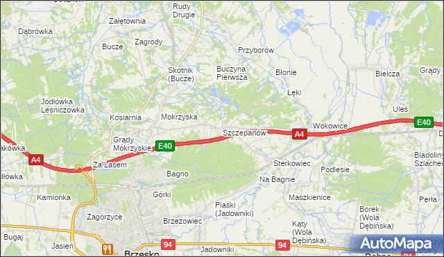 mapa Szczepanów gmina Brzesko, Szczepanów gmina Brzesko na mapie Targeo