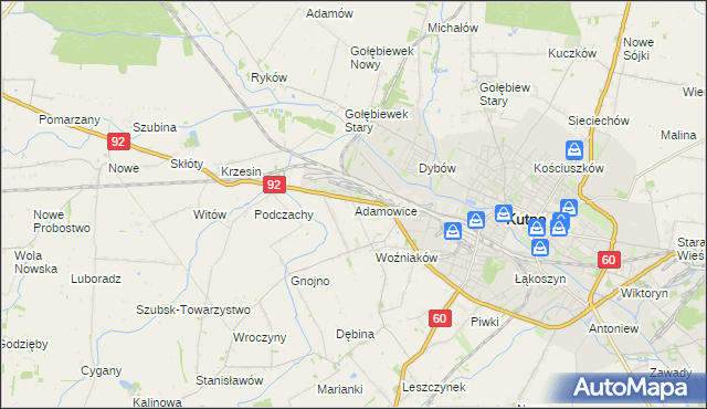mapa Adamowice gmina Kutno, Adamowice gmina Kutno na mapie Targeo