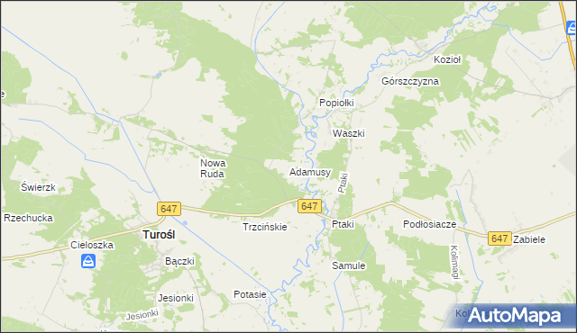 mapa Adamusy, Adamusy na mapie Targeo