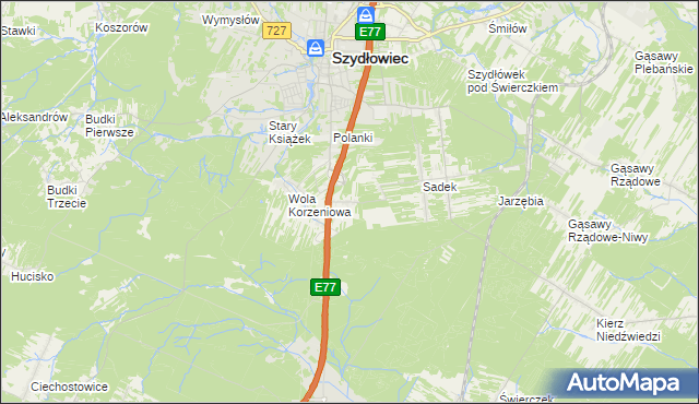 mapa Barak gmina Szydłowiec, Barak gmina Szydłowiec na mapie Targeo