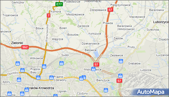 mapa Batowice, Batowice na mapie Targeo