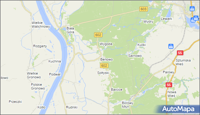 mapa Benowo, Benowo na mapie Targeo