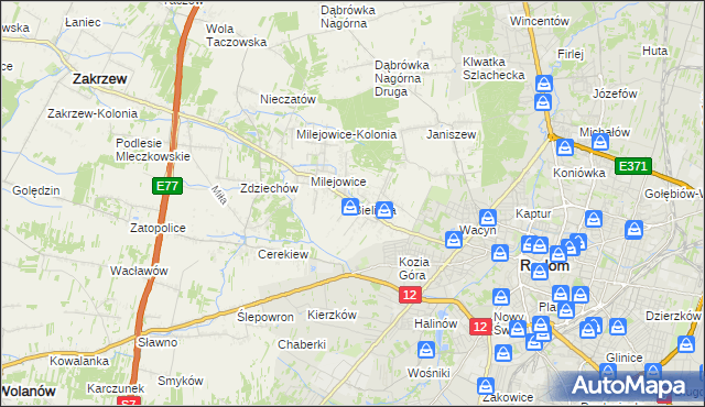mapa Bielicha, Bielicha na mapie Targeo