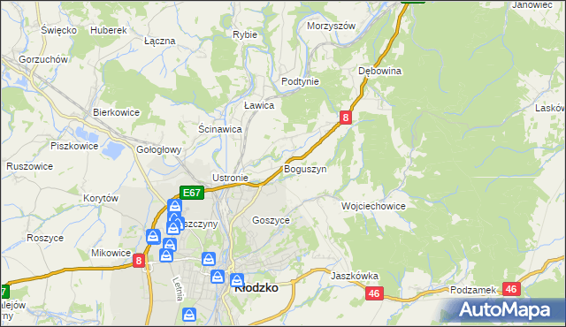 mapa Boguszyn gmina Kłodzko, Boguszyn gmina Kłodzko na mapie Targeo