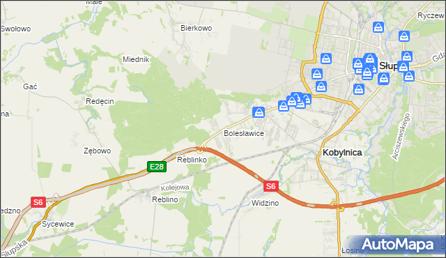 mapa Bolesławice gmina Kobylnica, Bolesławice gmina Kobylnica na mapie Targeo