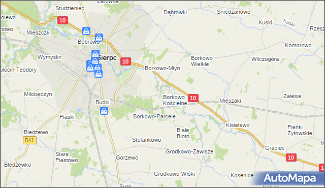 mapa Borkowo Kościelne, Borkowo Kościelne na mapie Targeo