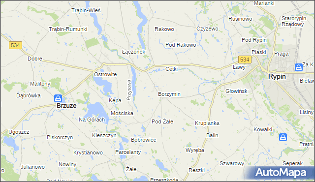 mapa Borzymin, Borzymin na mapie Targeo