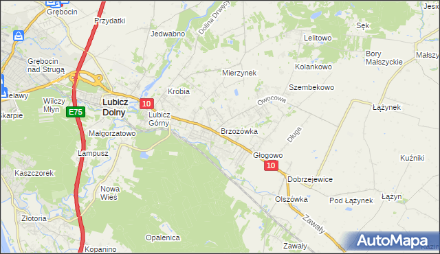 mapa Brzozówka gmina Obrowo, Brzozówka gmina Obrowo na mapie Targeo