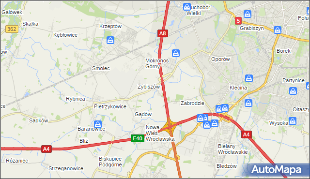 mapa Cesarzowice gmina Kąty Wrocławskie, Cesarzowice gmina Kąty Wrocławskie na mapie Targeo