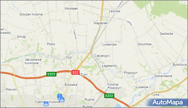 mapa Ciecierzyn gmina Niemce, Ciecierzyn gmina Niemce na mapie Targeo